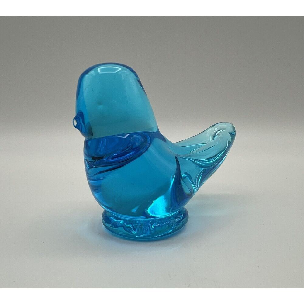 Vintage Ron Ray 2.5” Blue Bird of Happiness Glass Figurine Signed & Dated 1992